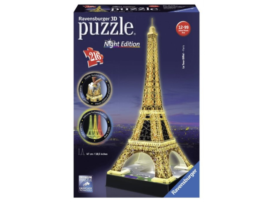 Svítící 3D puzzle Eiffelova věž - 216 dílků