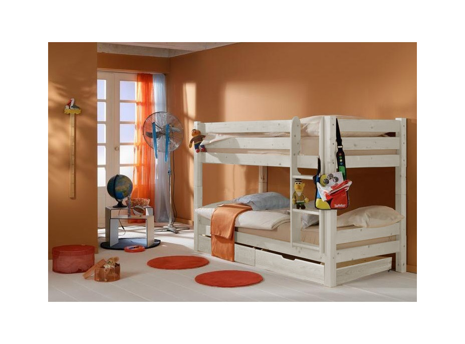 Dětská PATROVÁ postel BARČA PLUS 200x90 cm se šuplíky - bílá
