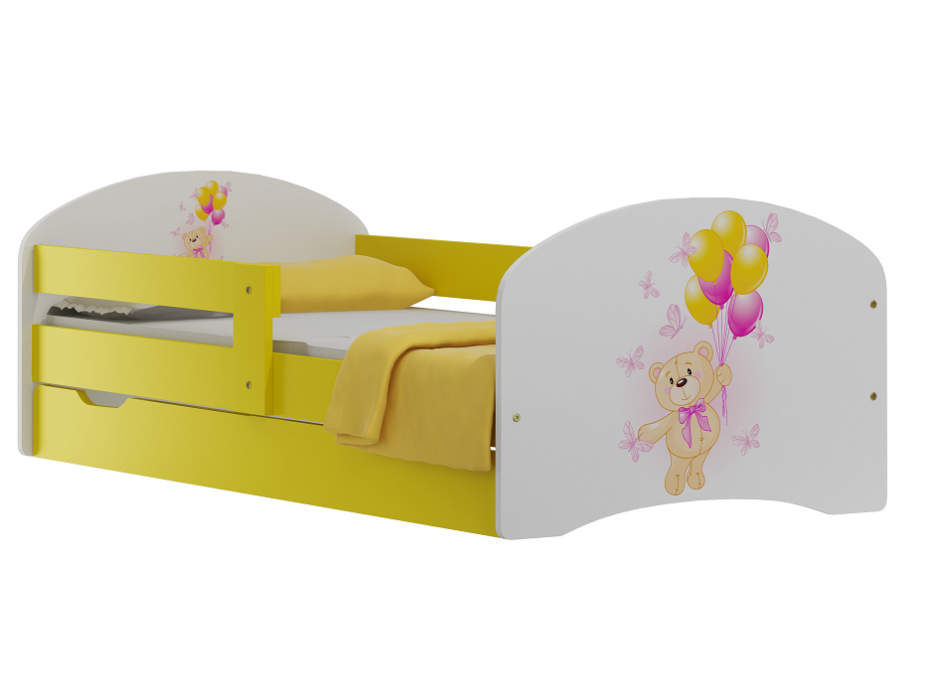 Dětská postel se šuplíky MEDVÍDEK A MOTÝLCI 160x80 cm