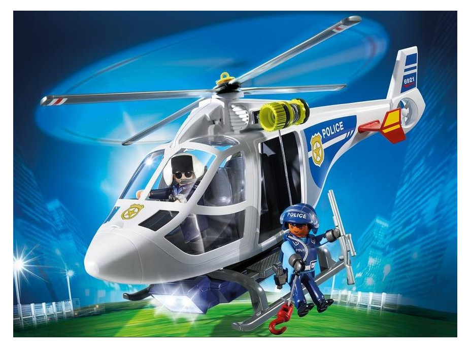 Stavebnice Policejní helikoptéra s LED světlometem