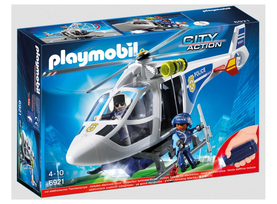 Stavebnice Policejní helikoptéra s LED světlometem