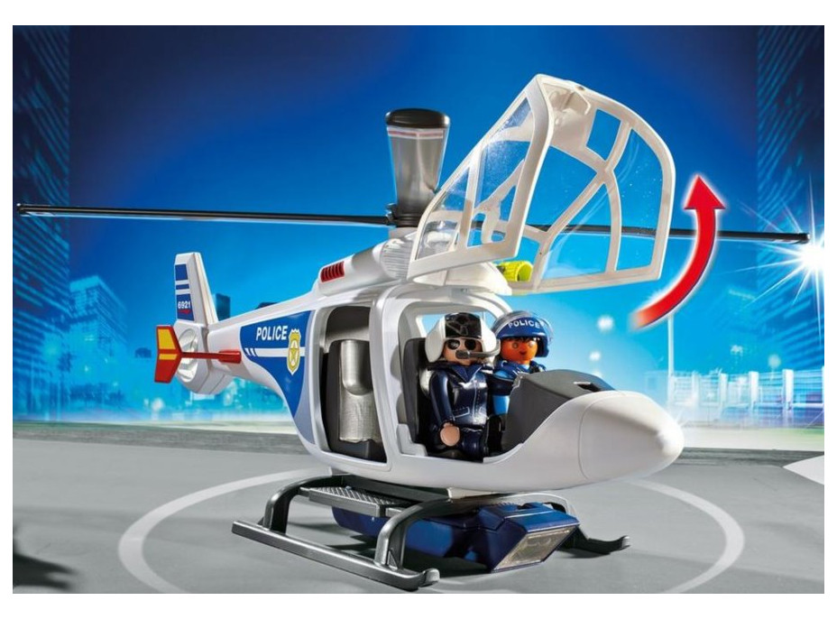 Stavebnice Policejní helikoptéra s LED světlometem