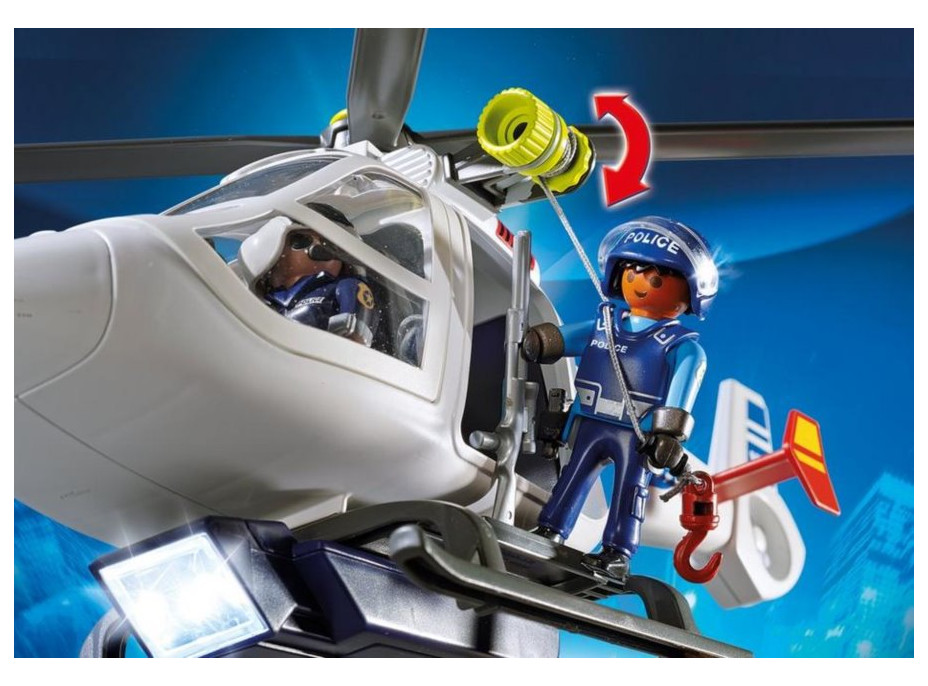 Stavebnice Policejní helikoptéra s LED světlometem