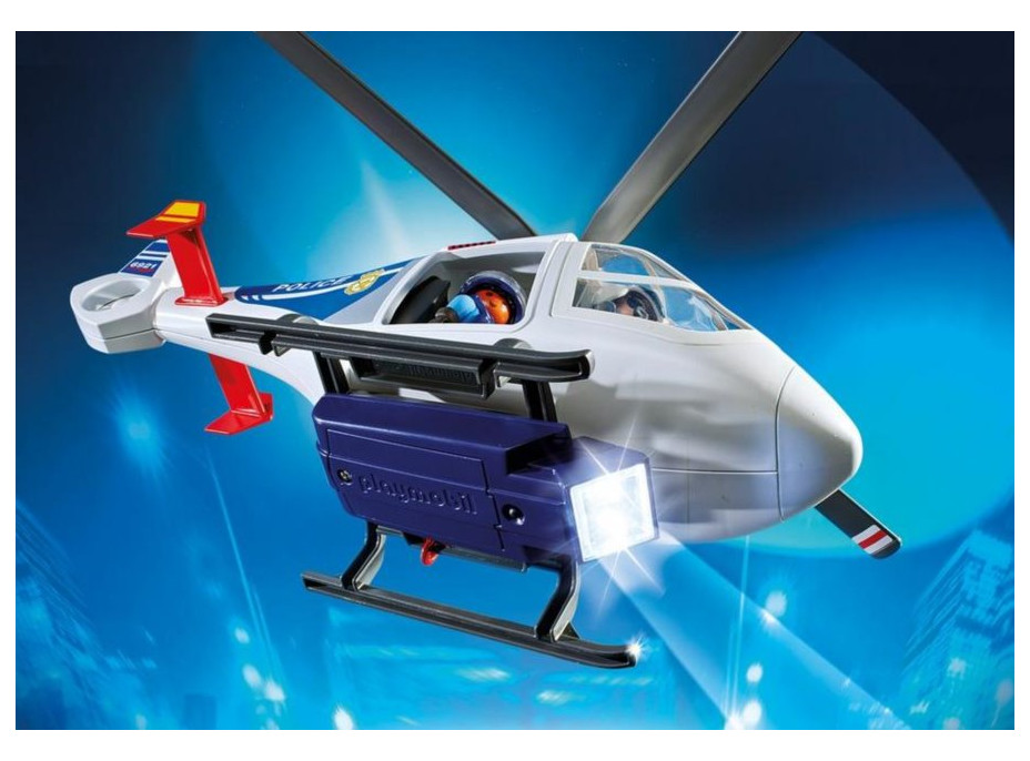 Stavebnice Policejní helikoptéra s LED světlometem