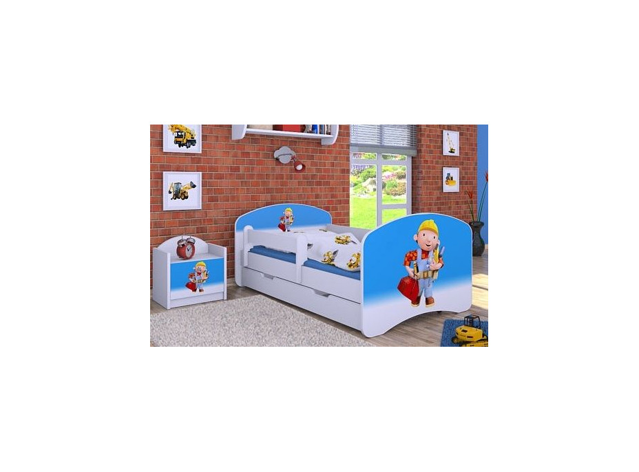 Dětská postel se šuplíkem 140x70cm BOŘEK STAVITEL