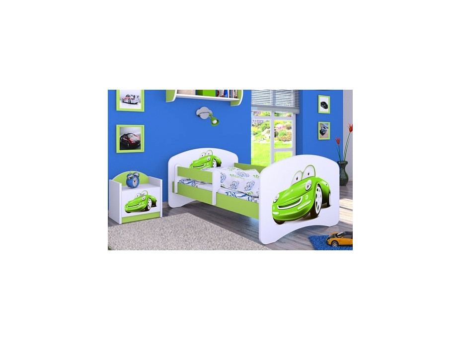 Dětská postel bez šuplíku 140x70cm ZELENÉ AUTO