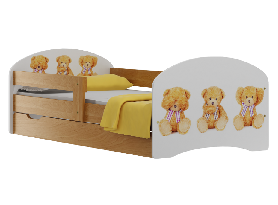 Dětská postel se šuplíky TŘI MEDVÍDCI 180x90 cm