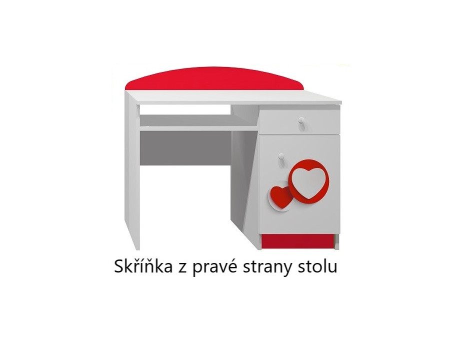 Psací stůl ČERVENÉ SRDCE - TYP A