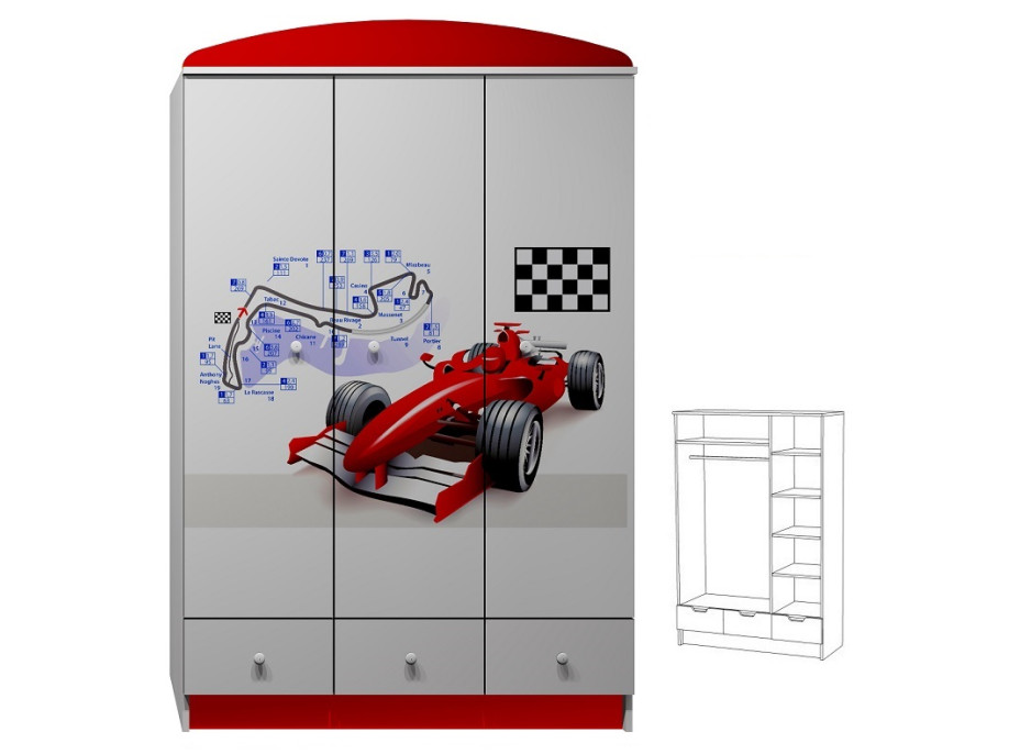 Šatní skříň ČERVENÁ FORMULE - TYP A