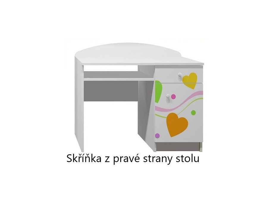 Psací stůl BAREVNÁ SRDÍČKA - TYP A