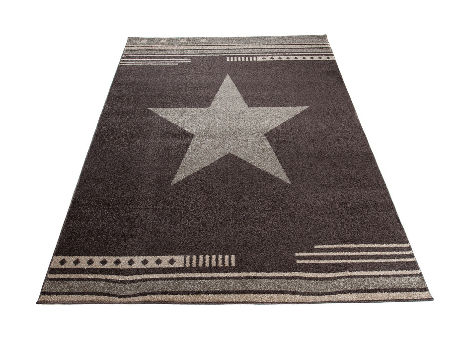Moderní kusový koberec MAROKO - CENTER STAR tmavě hnědý L916A