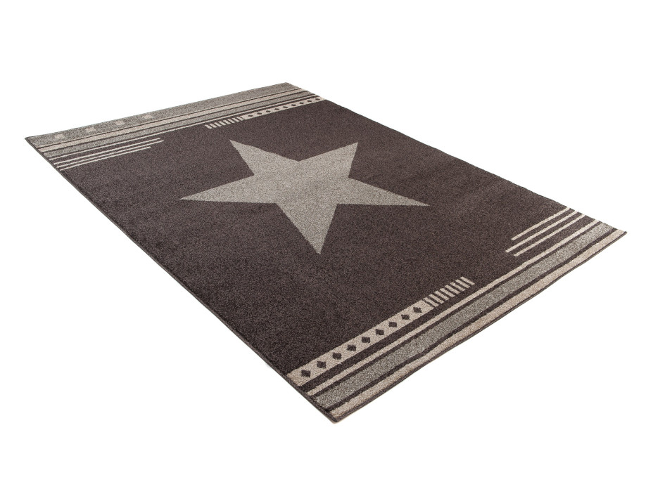 Moderní kusový koberec MAROKO - CENTER STAR tmavě hnědý L916A