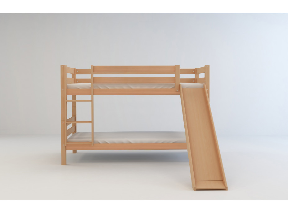 Dětská patrová postel se skluzavkou z MASIVU BUK - MARK 200x90cm - přírodní