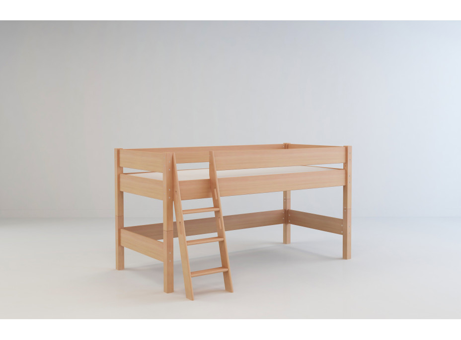 Dětská vyvýšená postel z MASIVU BUK - NIK 200x90cm - přírodní