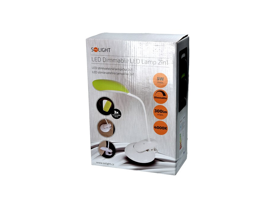 Stolní lampička FLAT s podstavcem i clipem - LED 5W - 4000K