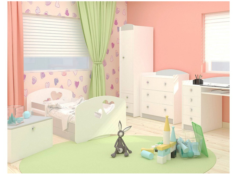 Dětská postel se šuplíkem 200x90 cm s výřezem SRDÍČKA + matrace ZDARMA!