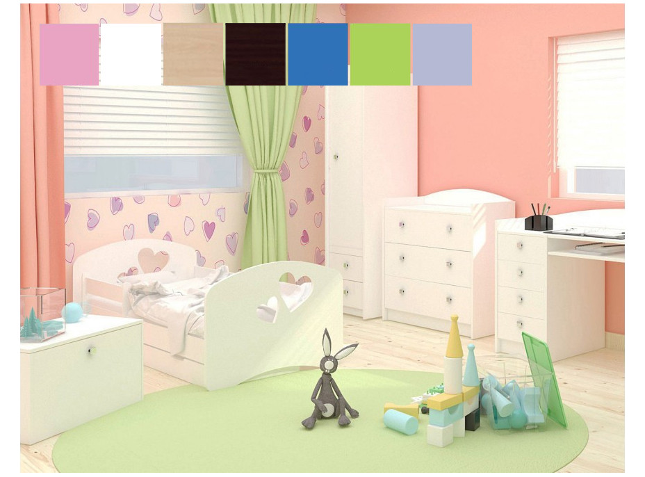 Dětská postel se šuplíkem 160x80 cm s výřezem SRDÍČKA + matrace ZDARMA!