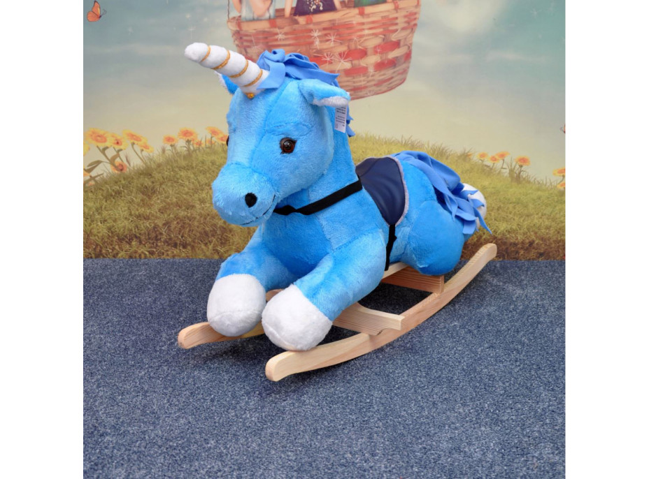 Dětské plyšové houpací křesílko - MODRÝ JEDNOROŽEC