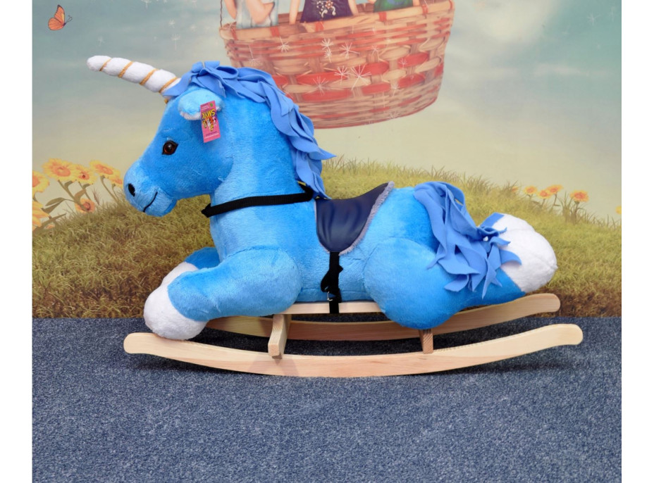 Dětské plyšové houpací křesílko - MODRÝ JEDNOROŽEC