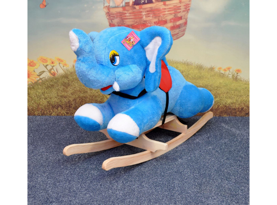 Dětské plyšové houpací křesílko - MODRÝ SLONÍK