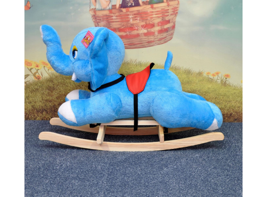 Dětské plyšové houpací křesílko - MODRÝ SLONÍK