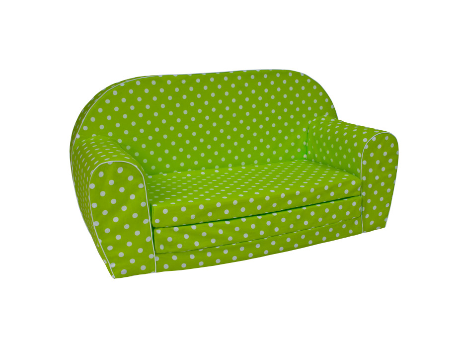 Dětská rozkládací MINI pohovka PUNTÍKY - zelená