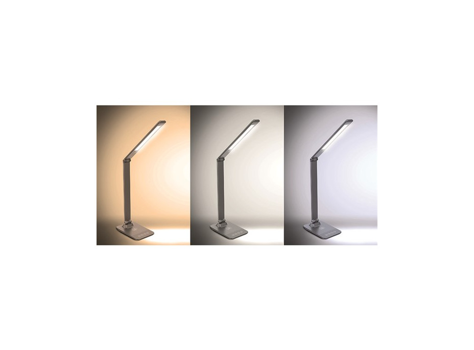 Stolní lampička MODERN - LED 10W - s bezdrátovou nabíječkou - hliníková - stmívatelná - 3000-6000K - šedá