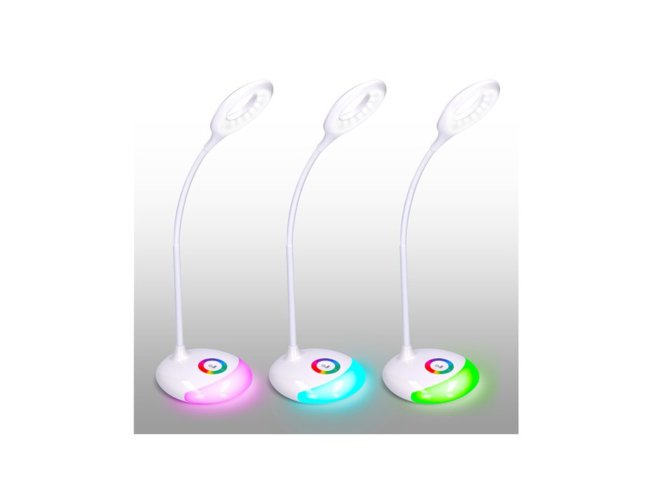 Stolní lampička ZOOM - LED 5W - nastavitelná barva podsvícení - s integrovanou baterií - bílá