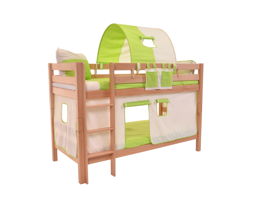 Dětská patrová postel s domečkem BEIGE - MARK 200x90cm - přírodní