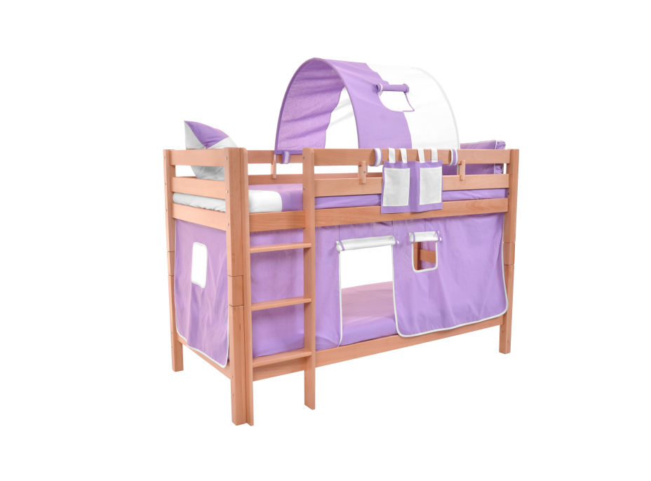 Dětská patrová postel s domečkem VIOLET - MARK 200x90cm - přírodní