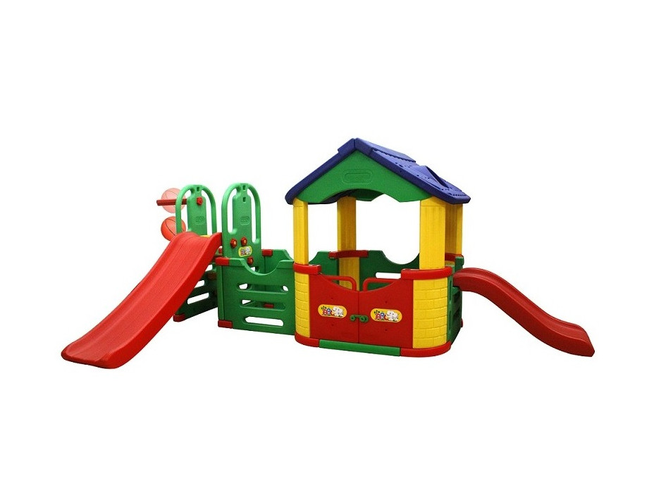Dětské hřiště MAX - 2x skluzavka - domek - basketbalový koš