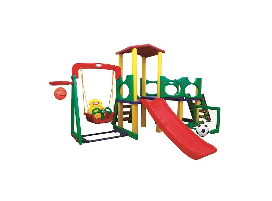Dětské hřiště MAX 3XL - skluzavka - houpačka - most s věžičkou - fotbalová branka - basketbalový koš