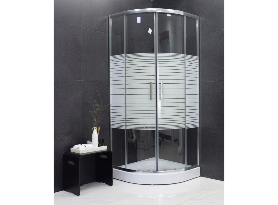 Sprchový kout MAXMAX MEXEN RIO stripe - čtvrtkruh 70x70 cm, 863-070-070-01-20