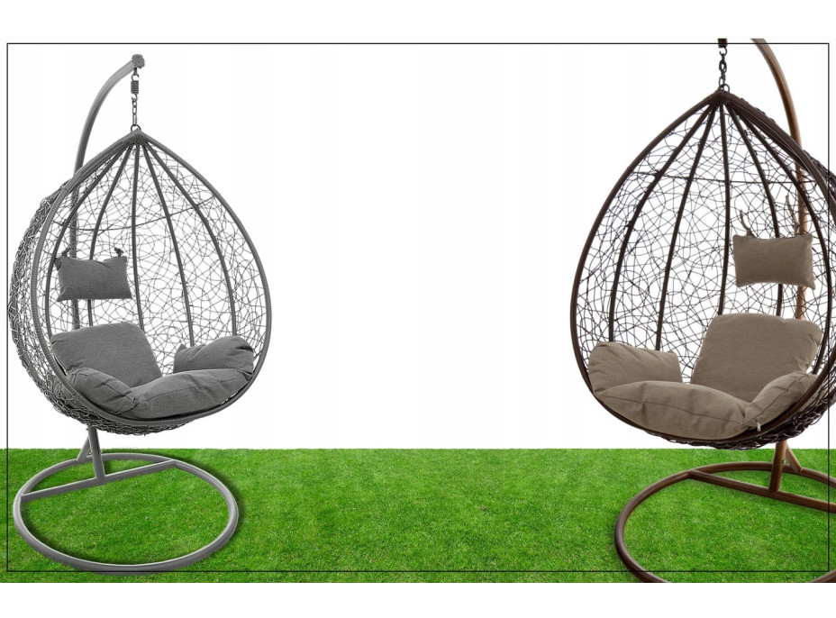 Závěsné houpací křeslo COLI šedé XL