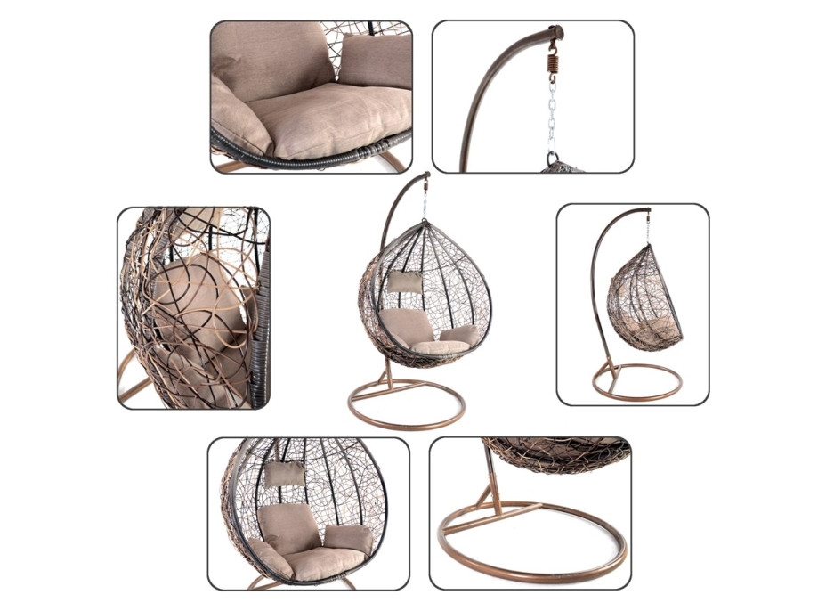 Závěsné houpací křeslo COLI šedé XL