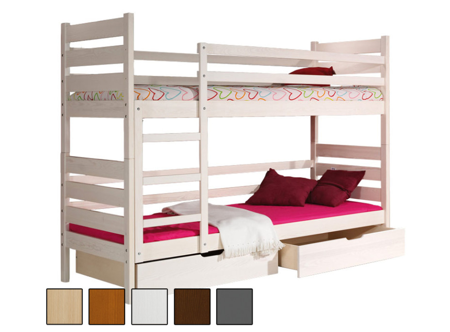 Dětská patrová postel z masivu DEREK 190x80 cm se šuplíky