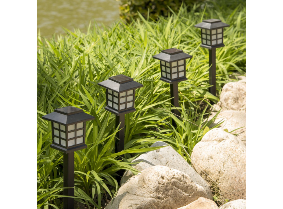 Zahradní LED solární lampa do země 38x8,5 cm - černá