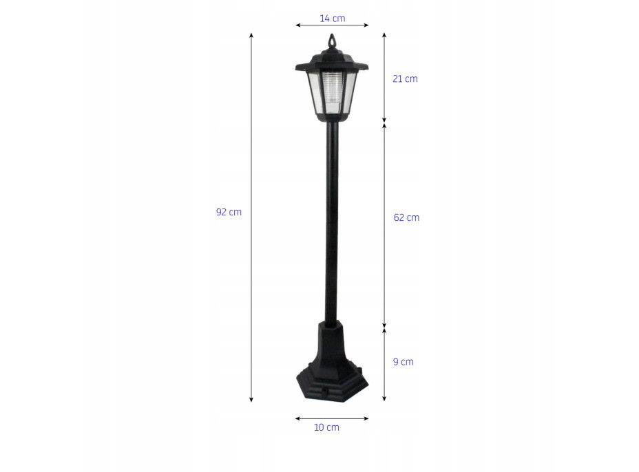 Zahradní LED solární lampa stojící 92x14 cm