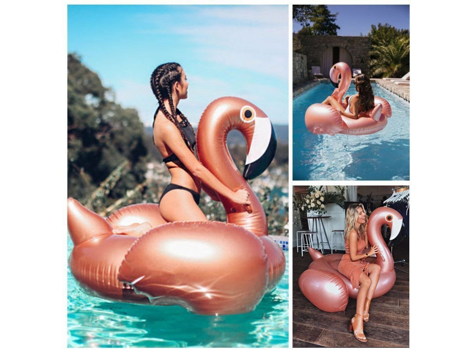 Nafukovací plavací lehátko PLAMEŇÁK XXL - Rose Gold - 150 cm