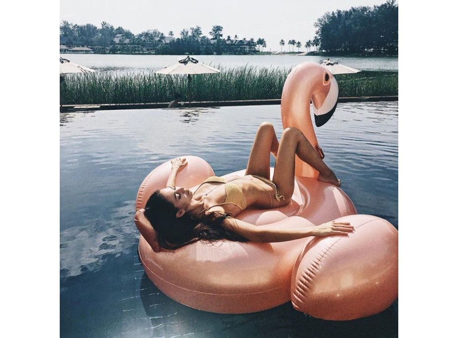 Nafukovací plavací lehátko PLAMEŇÁK XXL - Rose Gold - 150 cm
