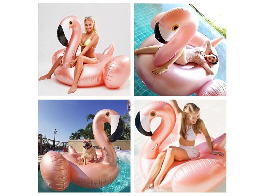 Nafukovací plavací lehátko PLAMEŇÁK XXL - Rose Gold - 150 cm