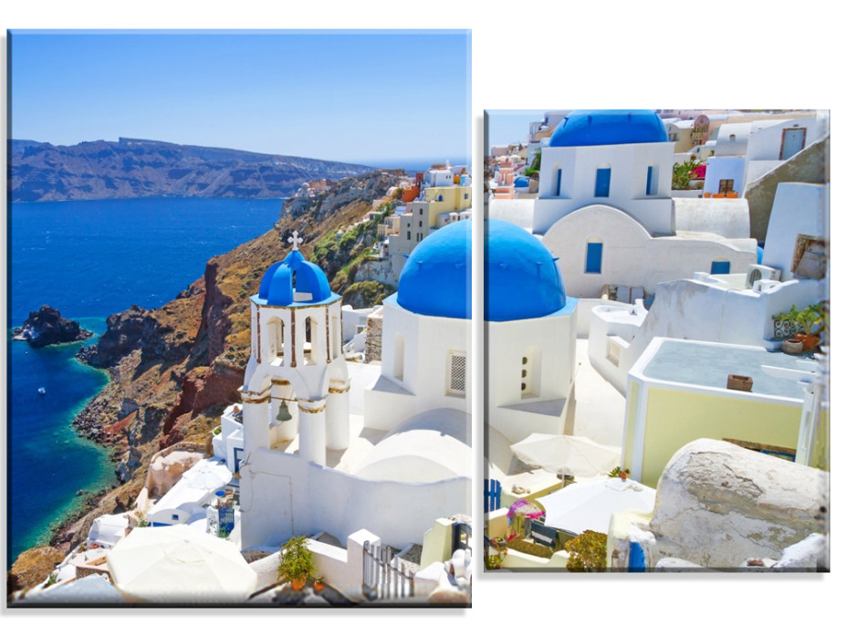 DVOUDÍLNÝ OBRAZ na plátně SANTORINI