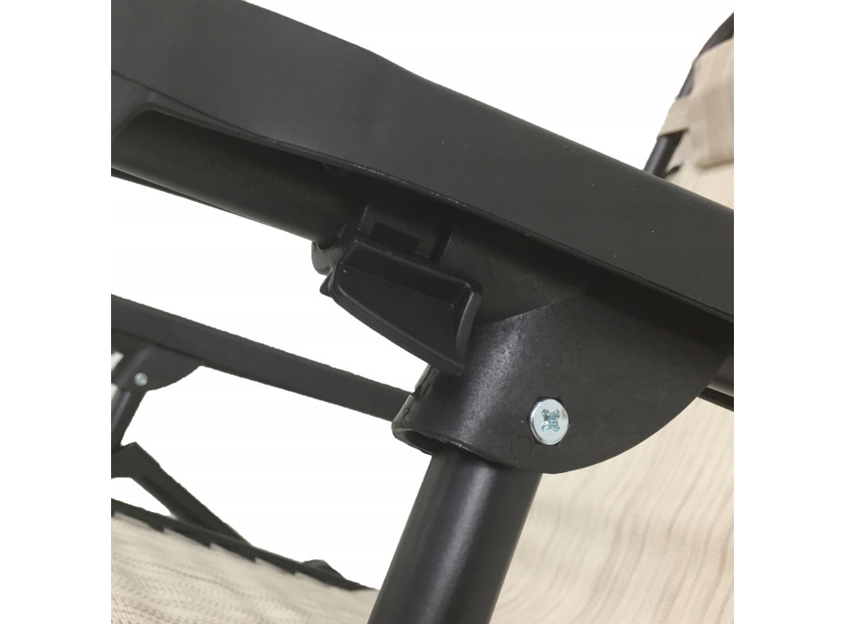 Zahradní rozkládací lehátko FARO béžové - držák nápojů - polštářek