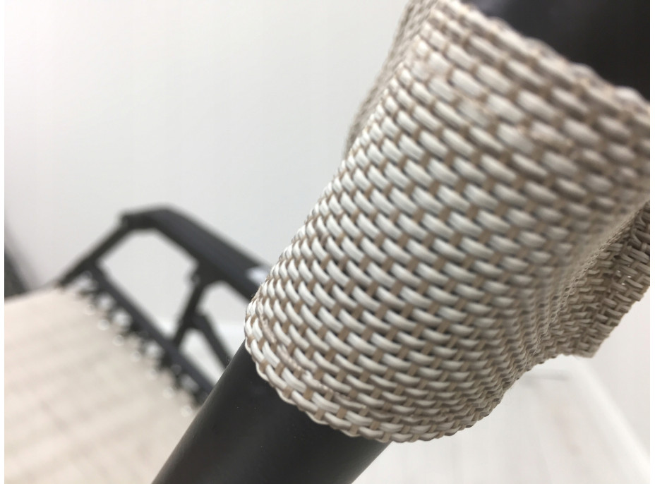 Zahradní rozkládací lehátko FARO béžové - držák nápojů - polštářek