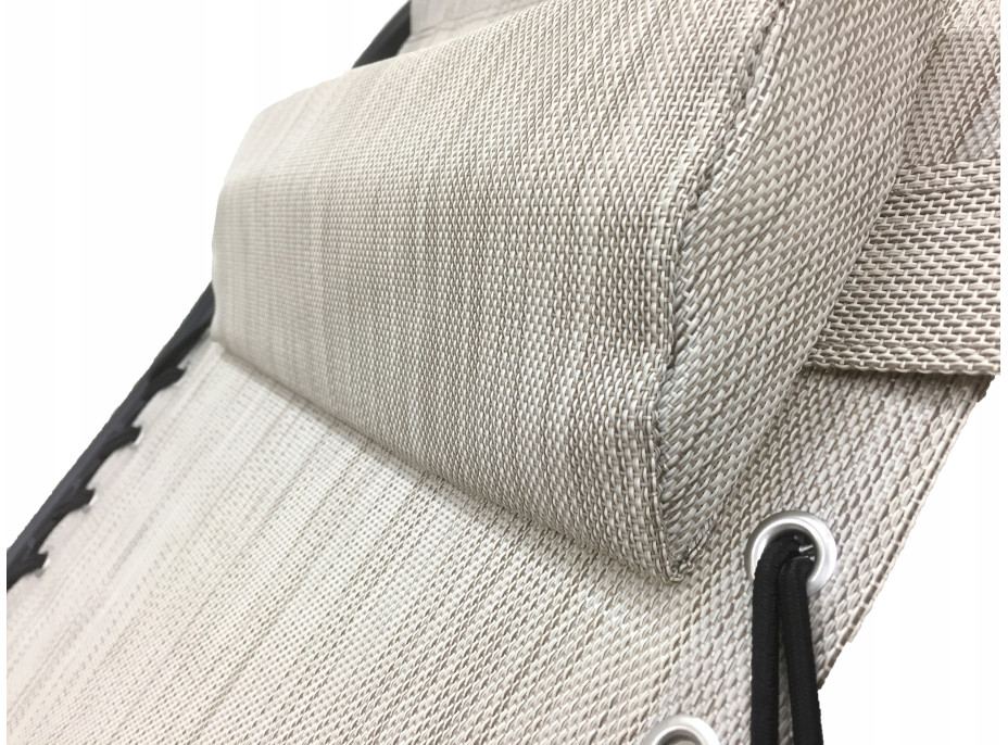 Zahradní rozkládací lehátko FARO béžové - držák nápojů - polštářek