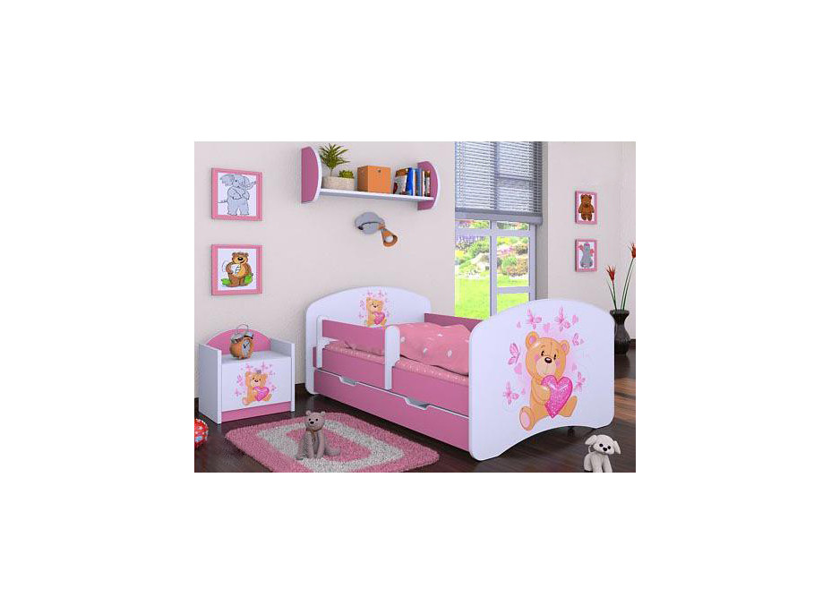 Dětská postel se šuplíkem 180x90cm MÍŠA - růžová