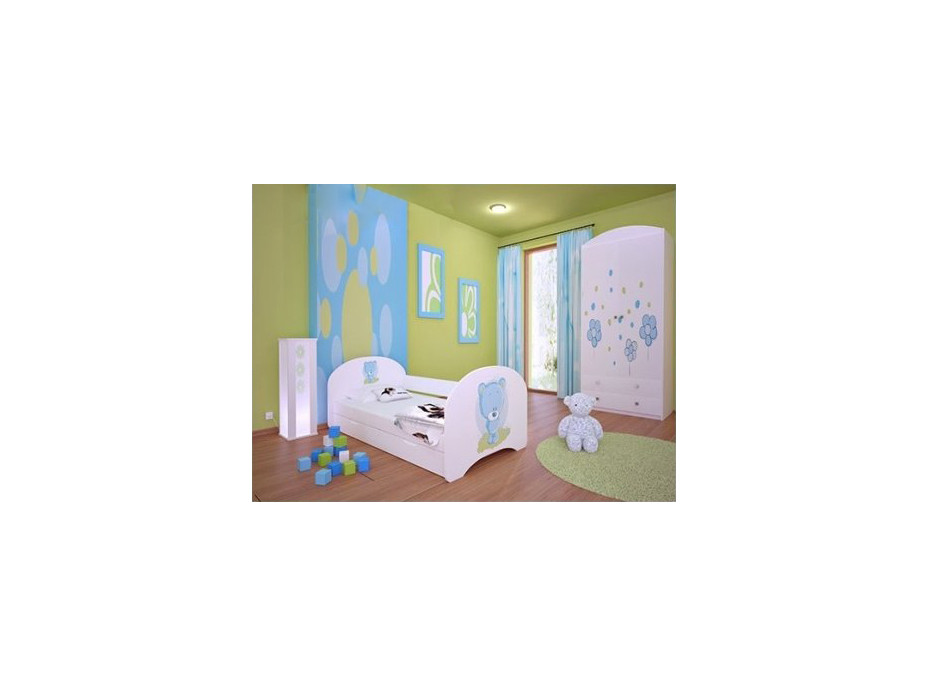 Dětská postel pro DVA (s výsuvným lůžkem) 200x90 cm - MODRÝ MEDVÍDEK