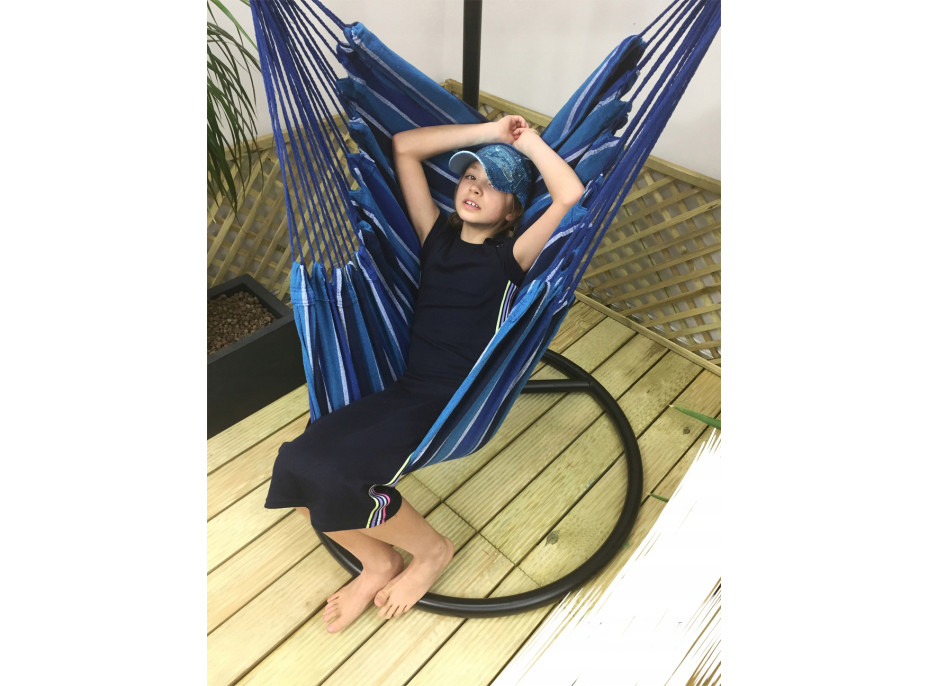 Závěsné houpací křeslo KARIBIK 130x100 cm - modré