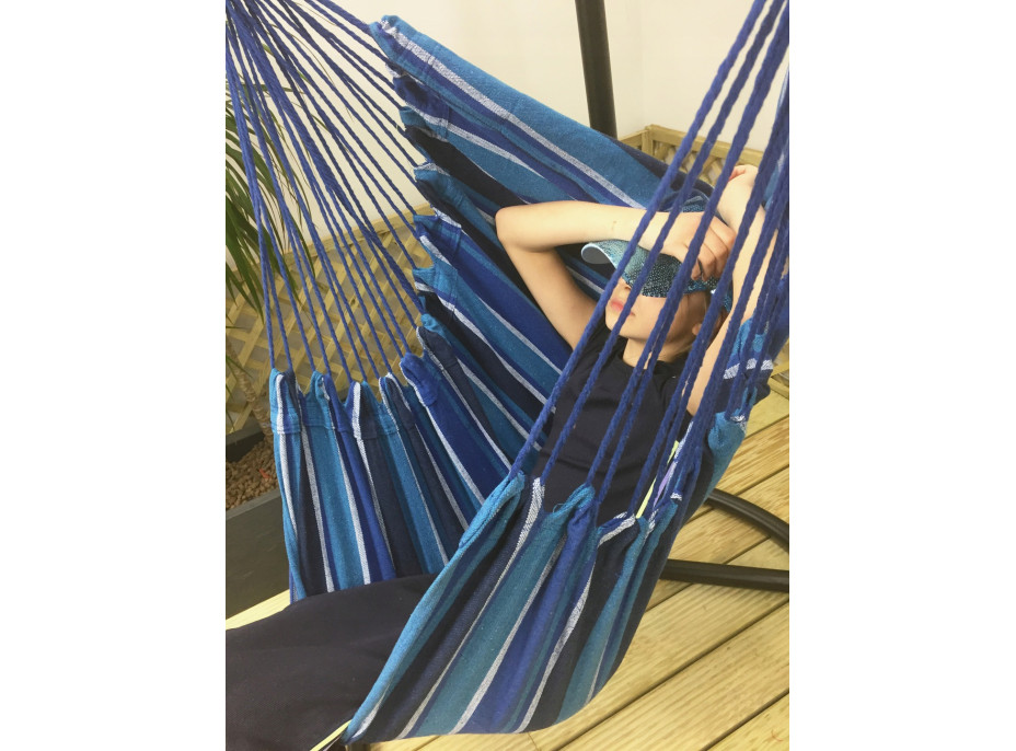 Závěsné houpací křeslo KARIBIK 130x100 cm - modré