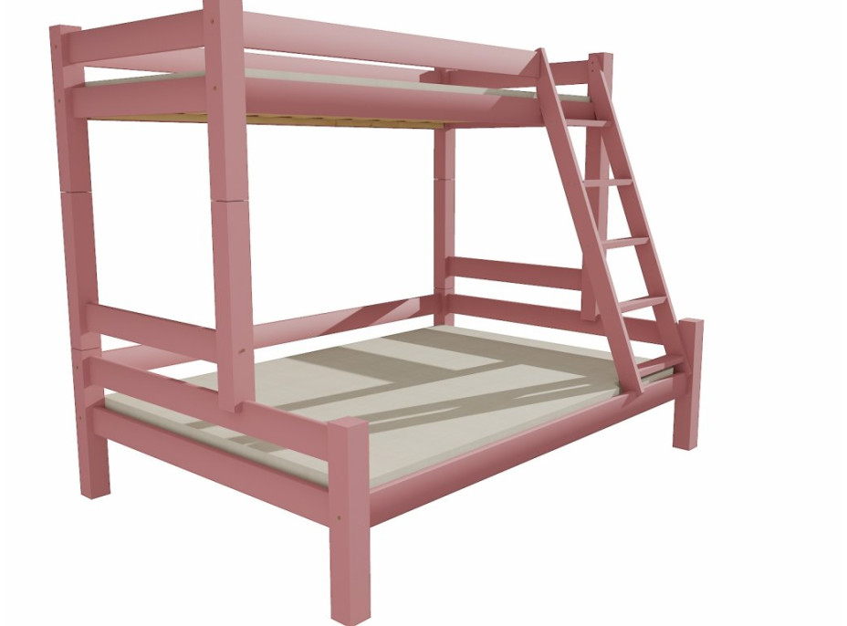 Dětská patrová postel s rozšířeným spodním lůžkem z MASIVU 200x90 cm se šuplíky PAVLÍNA